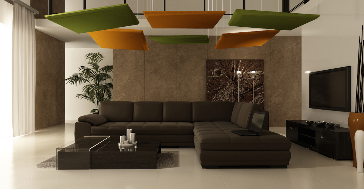 Suspended Sound Absorbing Panel Ecosound Quadro Acoustic Wave Red 50mm 1x1m