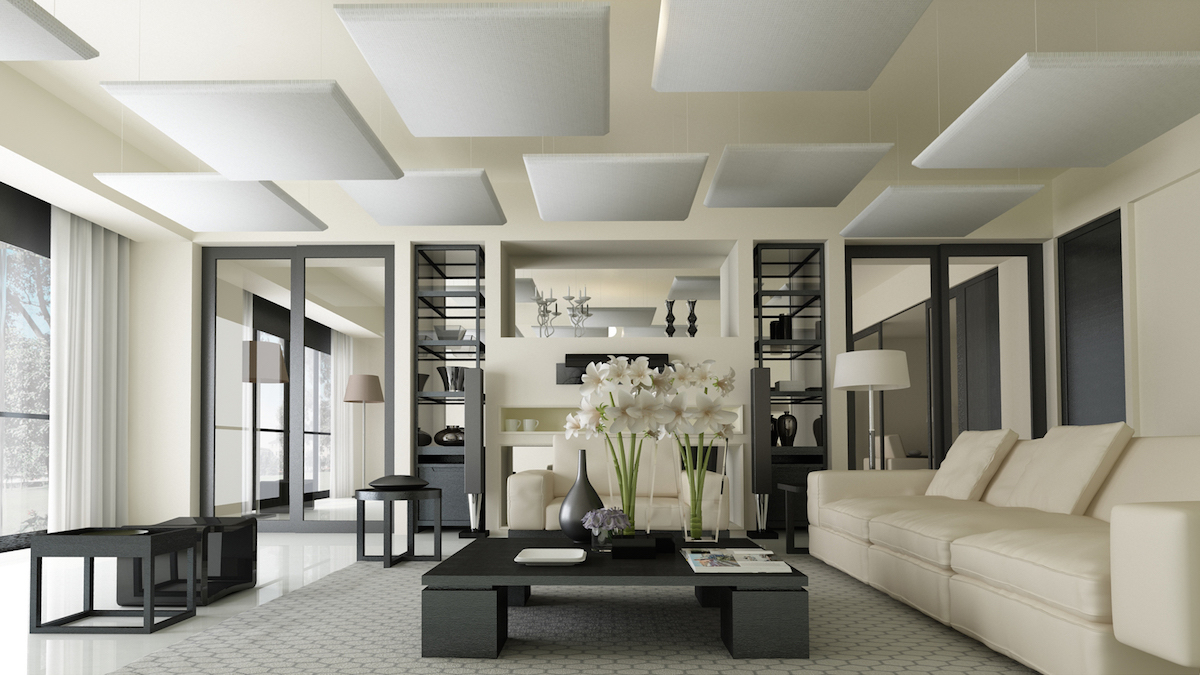 Suspended Sound Absorbing Panel Ecosound Quadro Acoustic Wave Red 50mm 1x1m