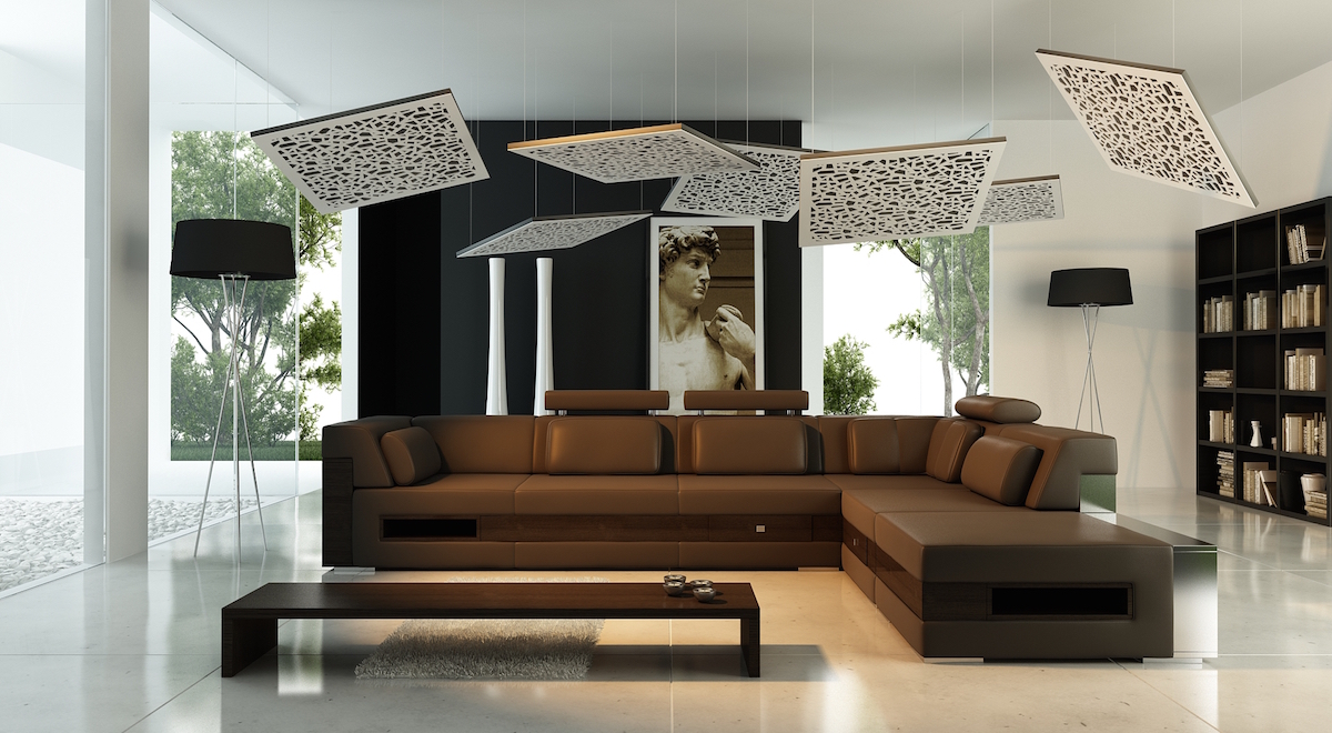 Suspended Sound Absorbing Panel Ecosound Quadro Acoustic Wave Red 50mm 1x1m