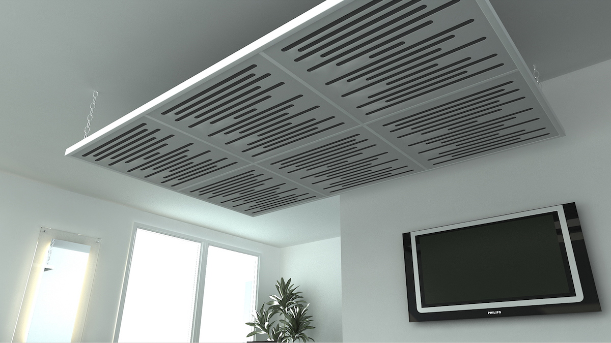 Suspended Sound Absorbing Panel Ecosound Quadro Acoustic Wave Red 50mm 1x1m