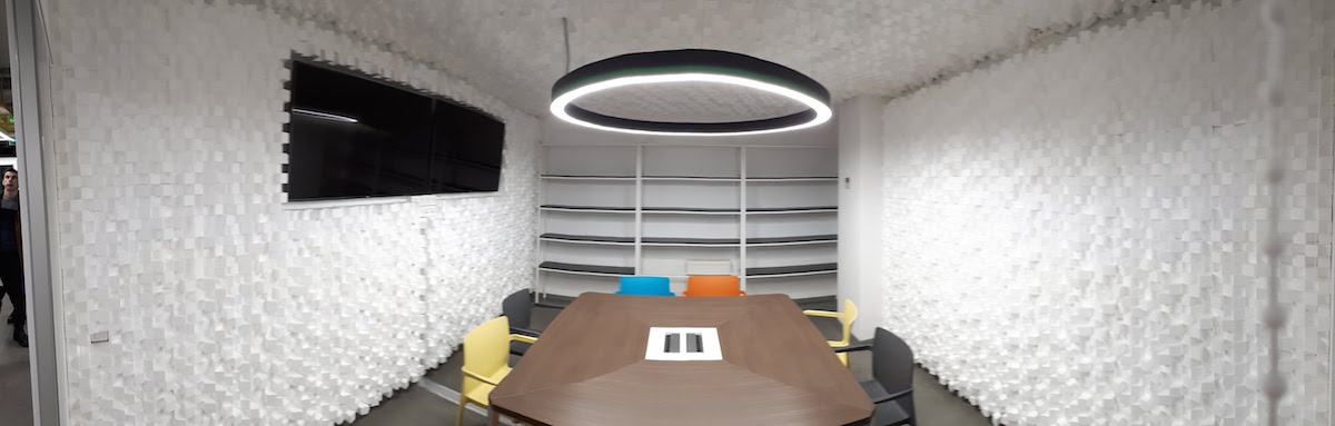 Acoustic diffuser-diffuser Ecosound EcoDIFF foam cream 150mm, 50x50 cm light oak color