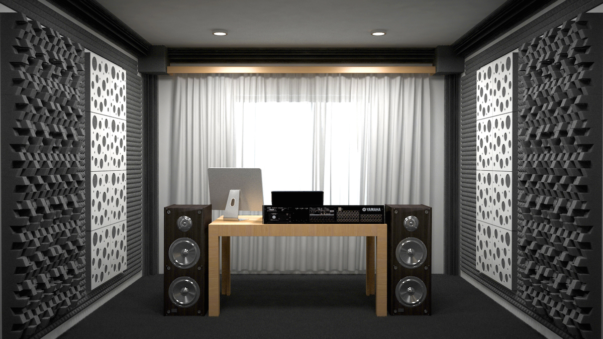 Acoustic diffuser-diffuser Ecosound EcoDIFF foam cream 150mm, 50x50 cm light oak color