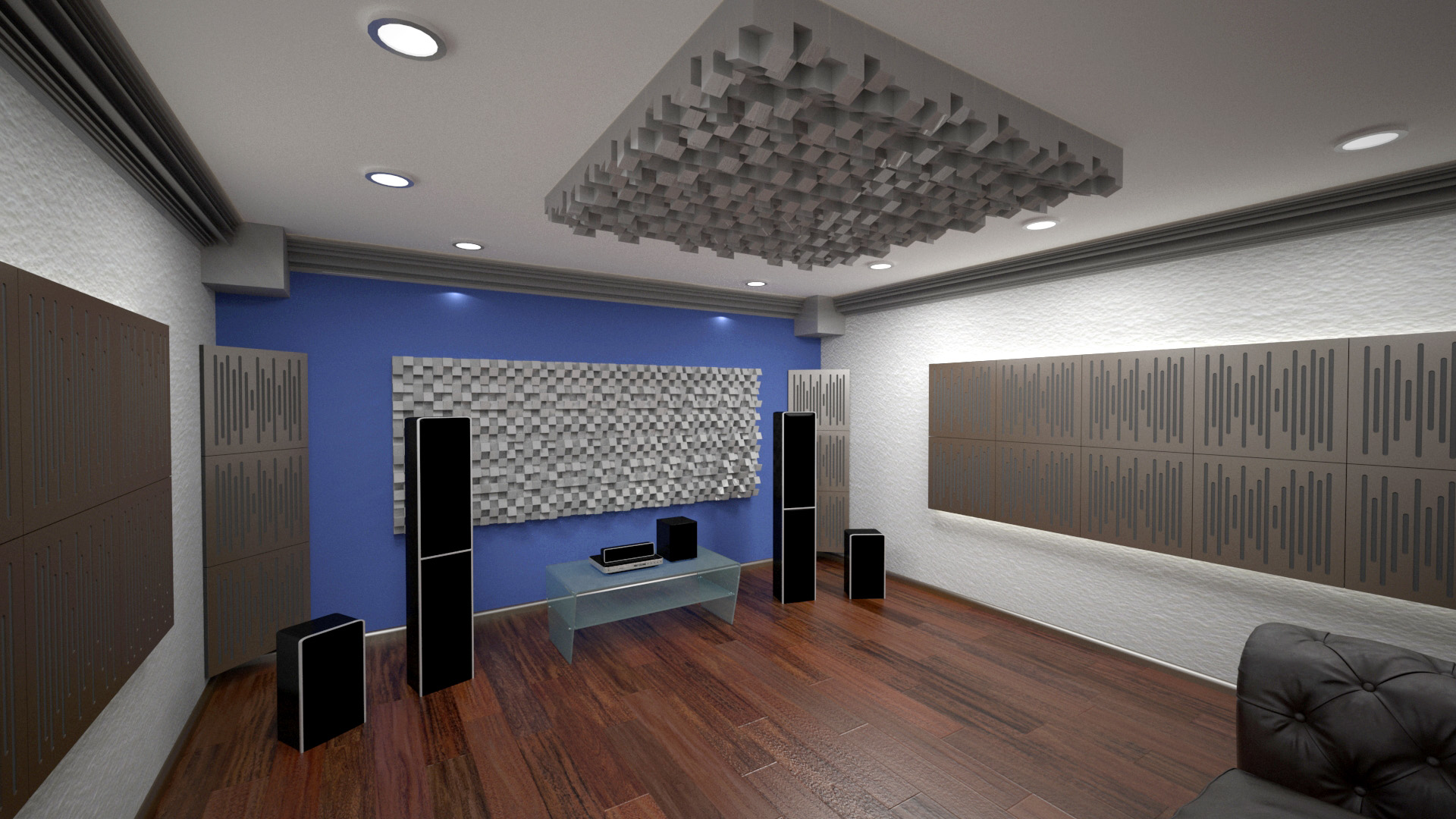 Acoustic diffuser-diffuser Ecosound EcoDIFF foam cream 150mm, 50x50 cm light oak color