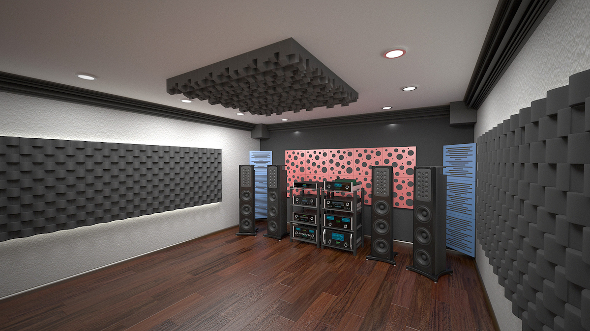 Acoustic diffuser-diffuser Ecosound EcoDIFF foam cream 150mm, 50x50 cm light oak color